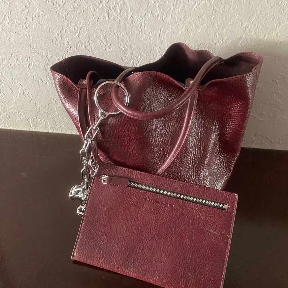 Alexander Wang Roxy Large Leather Tote Bag Burgundy New no tags Rhodium chain